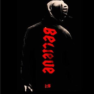 Used- RARE Forever 21 Jesus Longline Hoodie with “BELIEVE” “3:16” graphic - S